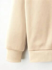 Chiquease Của phụ nữ Lá thư In Thả vai Tay áo dài Áo nỉ - Màu Khaki - Xem 3