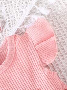 Baby Girls' Summer Cute Mori Style Cap Sleeves Dress With Bowknot Headband Set - Pink - View 4