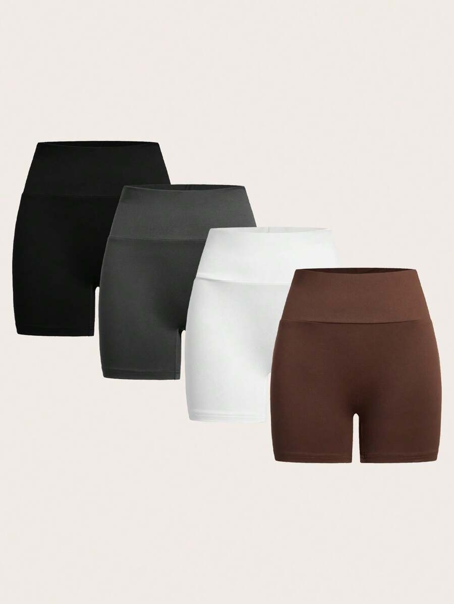 SHEIN EZwear Women's Solid Color Shorts For Base Layer