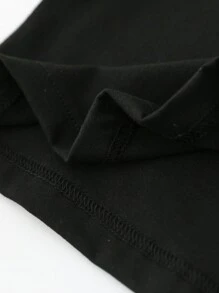 SHEIN Chàng trai trẻ Giải trí Vượt qua In Vòng cổ Ngắn tay Áo thun - màu đen - Xem 3