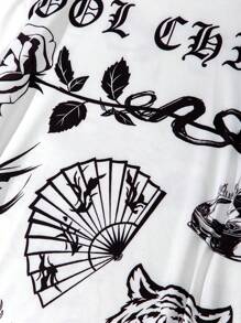 SHEIN 2pcs/Set Teen Boys' Casual Digital Print Short Sleeve T-Shirt And Shorts Suit For Summer - White - View 6