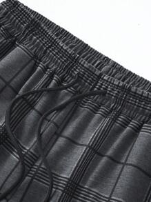 Manfinity Homme 男士网格图案抽绳腰运动裤，外出长款街头运动裤，适合丈夫、男朋友的礼物