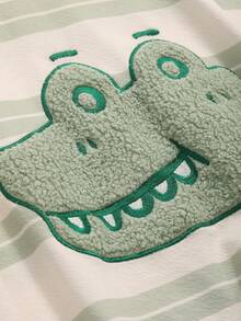 DAZY Vestido De Vestir En Casa De Rayas Bordadas Con Dibujos Animados - Verde - Ver 7