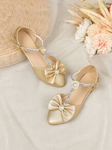 Zapatos Planos Elegantes Dorados Decorados Con Mariposa, Para Niñas