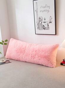 1pair Plain Plush Pillowcase Without Filler - Pink - View 5