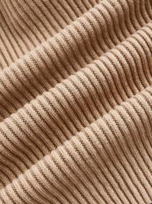 SHEIN EZwear Zipper Front Cardigan With Text Pattern - Apricot - View 4