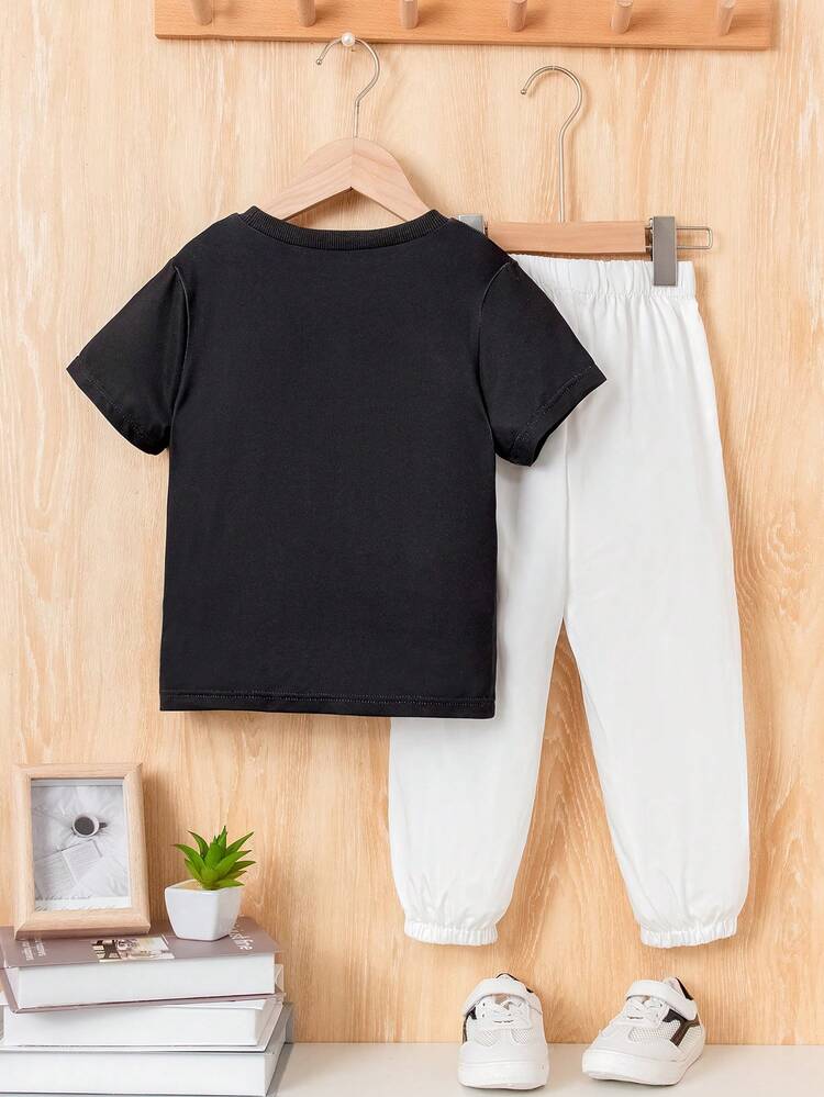 Young Boys' Animal & Letter Printed Two Pieces Set