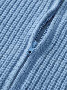 Manfinity Homme Cárdigan Con Cuello Con Cremallera Para Hombre - Azul - Ver 4