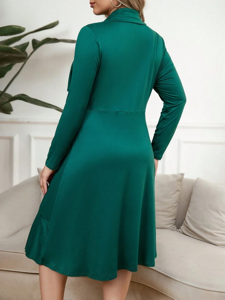 Plus Size Women'S Shawl Collar Dress
