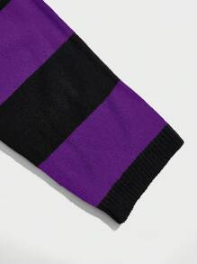 ROMWE MEN Grunge Punk Men's Color Block Striped Pullover Sweater