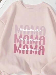 INAWLY Women's Letter Printed Round Neck Sweatshirt Mama Mama Mama,Long Sleeve Tops Graduation,Back To School Outfits,Graduation,Teacher Outfits For Women,Back To School Pullover Fall Outfit - Baby Pink - View 6