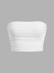 SHEIN EZwear Two-Piece Set Ruched Short Strapless Top - Multicolor - View 5