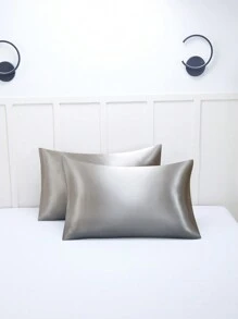 2 Vỏ Gối Màu Xám Đậm, Vỏ Gối Giường Polyester Tối Giản Cho Gia Đình - Màu xám đen - Xem 5