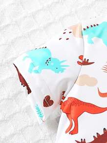 多入組可愛的恐龍和字母印花純色嬰兒短袖套裝 - 彩色 - 查看 5