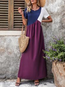 Breezaya Color Block Short Sleeve Dress