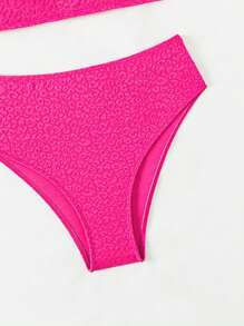 SHEIN Swim Summer Beach Solid Color Two-Piece Bikini Set - Hot Pink - View 6
