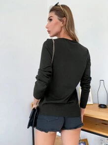 AAmilife 女士纽扣式 V 领柔软针织开衫 - 深灰色 - 查看 3