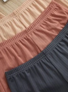 3 件套女士纯色吊带背心和短裤睡衣套装，休闲家居服 - 彩色 - 查看 6