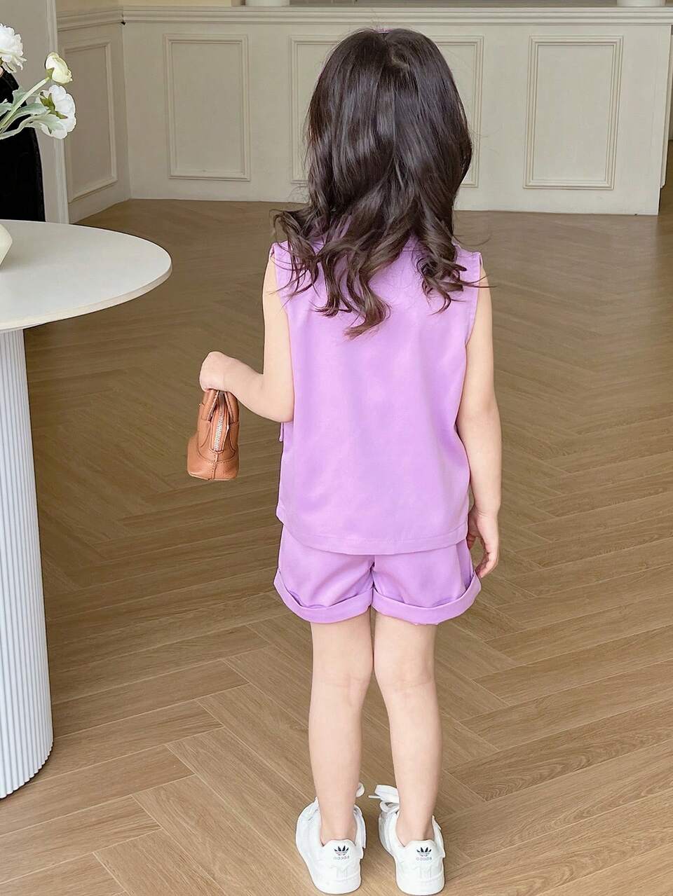 Young Girl Sleeveless Suit Jacket + Camisole + Shorts 3pcs Outfits