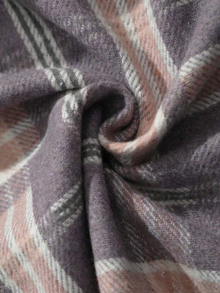 Men'S Plus Size Hooded Woolen Jacket With Plaid Pattern