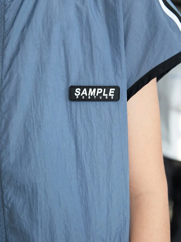 Tween Boys' Loose Fit Casual Vest, Shorts, And Weaved Tape Colorblocked Tank Top 3pcs Set