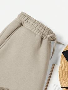 EURMUSE 2pcs Letter Patched Sweatpants With Diagonal Pockets - Multicolor - View 3