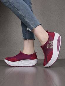 女士厚底鞋,健康鞋,搖搖鞋 - 玫紅色 - 查看 2