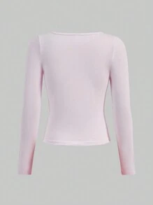 ROMWE Kawaii 女性鹿紋v領t恤 - 粉色 - 查看 2