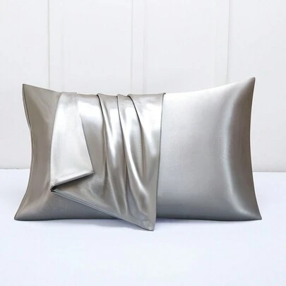 2 Vỏ Gối Màu Xám Đậm, Vỏ Gối Giường Polyester Tối Giản Cho Gia Đình