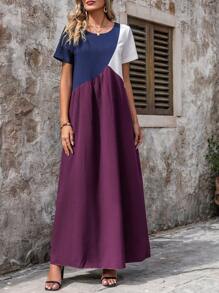 Breezaya Color Block Short Sleeve Dress