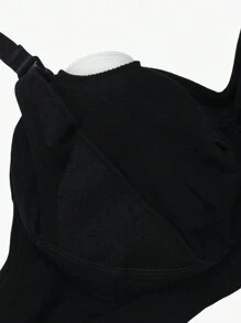 SHEIN Maternity Ruched Nursing Bra - Black - View 8