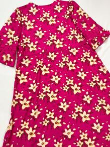 SHEIN LUNE Random Printed Women's Dress - Hot Pink - View 3