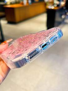 SHEIN Compatible With IPhone Mobile Phone Case, Wave Mobile Phone Case, Glue Glitter Powder Anti-Fall Protective Cover