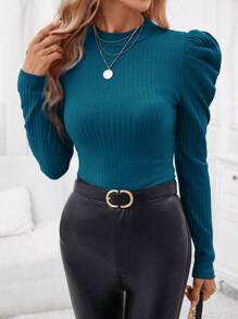 SHEIN Clasi 女士圓領羊腿長袖t卹 - 水鴨藍 - 查看 1