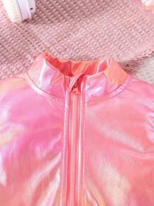 SHEIN Conjunto De Top Y Shorts De Moda Para Niñas - Rosa - Ver 4