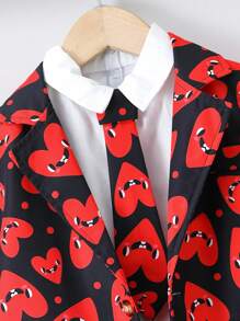 SHEIN Young Boys' Heart Pattern All Over Print 2pcs Outfit - Multicolor - View 5