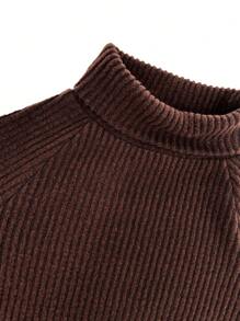 SHEIN Unity Women's Solid Color Ribbed T-Shirt And Skirt Set - Brown - View 5