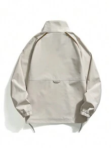 Men's Slim Fit Contrast Stripe Stand Collar Jacket - White - View 2