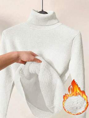 Franclia Suéter térmico de manga comprida com forro térmico e gola alta, ajuste fino, outono/inverno
