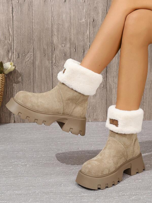 Women'S MidCalf ThickSoled Winter Fleece Boots To Resist Cold Mid