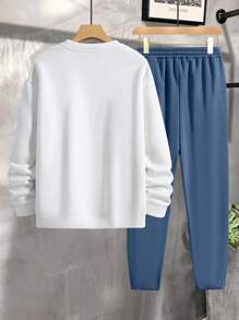 Manfinity Homme Men's Letter Print Long Sleeve Sweatshirt And Sweatpants Set