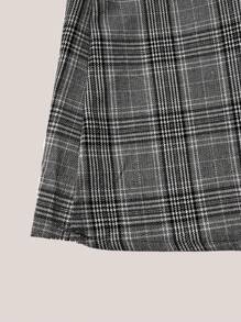 Franclia Bell Sleeve Plaid Two-In-One Dress Fall Cloth For Women - Grey - View 4