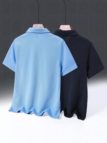 2入組兒童標準尺碼男童休閒寬鬆針織圖案短袖polo衫,帶領子 - 彩色 - 查看 2