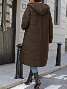 SHEIN LUNE Women's Hooded Long Sleeve Padded Padded Coat Clothes Winter