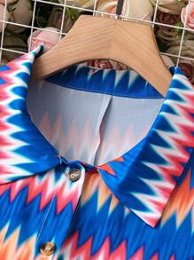 SHEIN LUNE Women's Plaid Print Button-Front Plus Size Dress - Blue - View 4