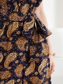 Mulvari Paisley Print Belted Halter Jumpsuit - Multicolor - View 6