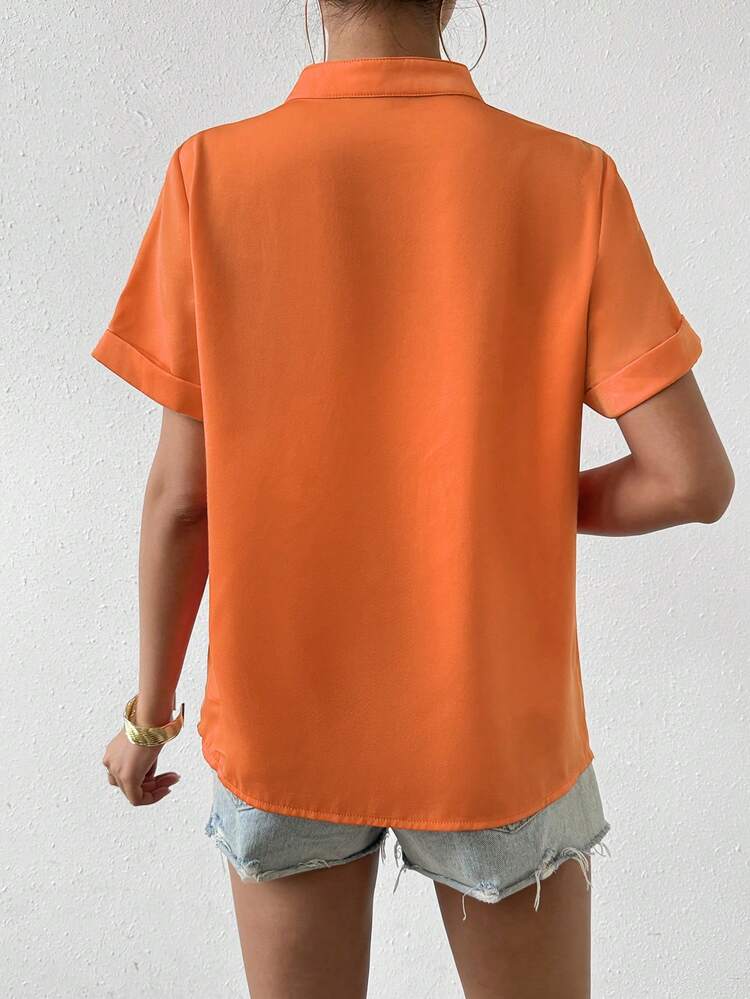 Ladies' Draped-Neck Solid Color Shirt