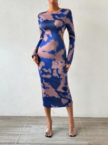 Zolique 女士渲染長袖修身連衣裙 - 彩色 - 查看 4