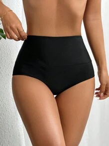 Swim Basics Summer Beach Women's Solid Color Bikini Bottom Carnival - Black - View 2