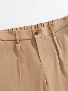 Manfinity Homme Pantalones De Vestir Plisados De Color Liso Para Hombre - Caqui - Ver 4